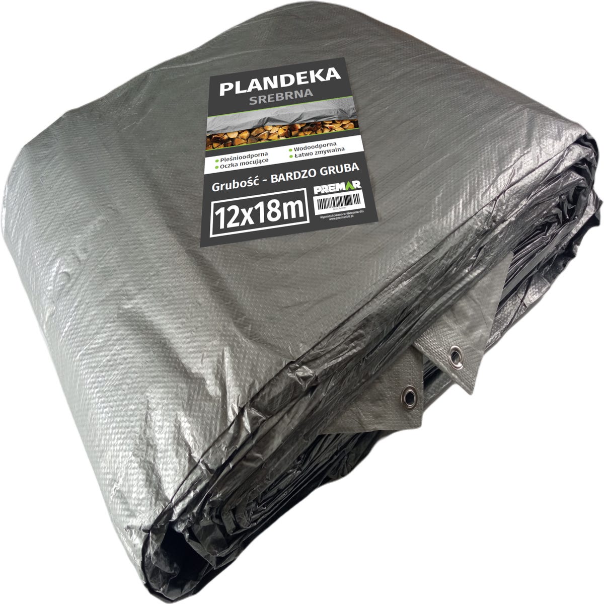 Plandeka ochronna 12x18 m 120 g/m2 srebrna 5902335201587