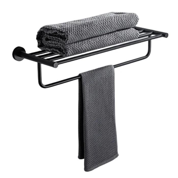 Wieszak Uchwyt Na Ręcznik Z Półką Czarny