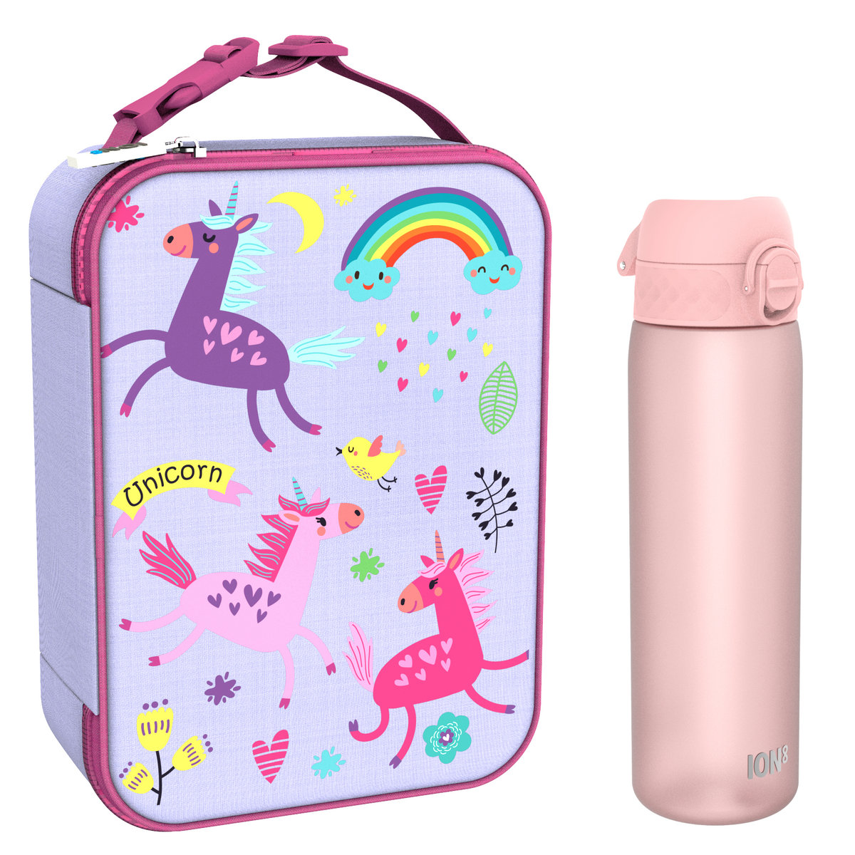 Zestaw Śniadaniowy Do Przedszkola Ion8 Unicorns 6: Lunchbag I8Lbvunic I Butelka Ion8 I8Rf500Ros
