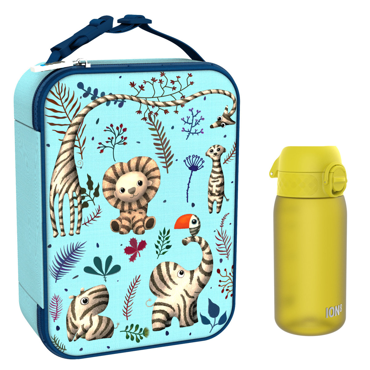Zestaw Śniadaniowy Do Przedszkola Ion8 Zebra Fan 10: Lunchbag I8Lbbzebfan I Butelka Ion8 I8Rf350Yel