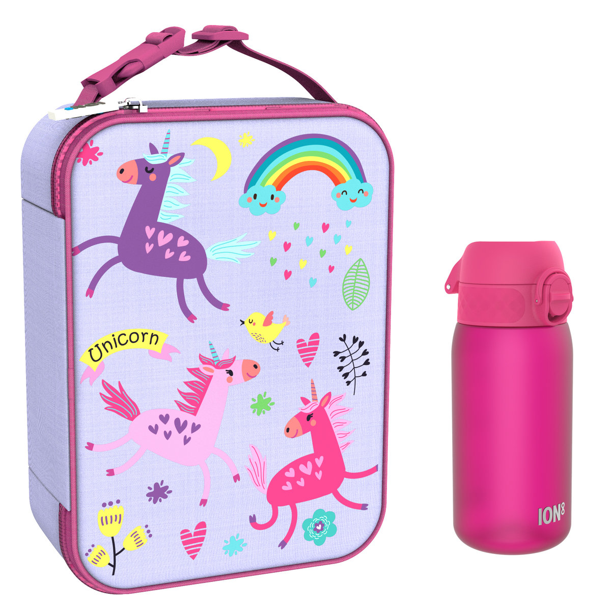 Zestaw Śniadaniowy Do Przedszkola Ion8 Unicorns 14: Lunchbag I8Lbvunic I Butelka Ion8 I8Rf350Pin