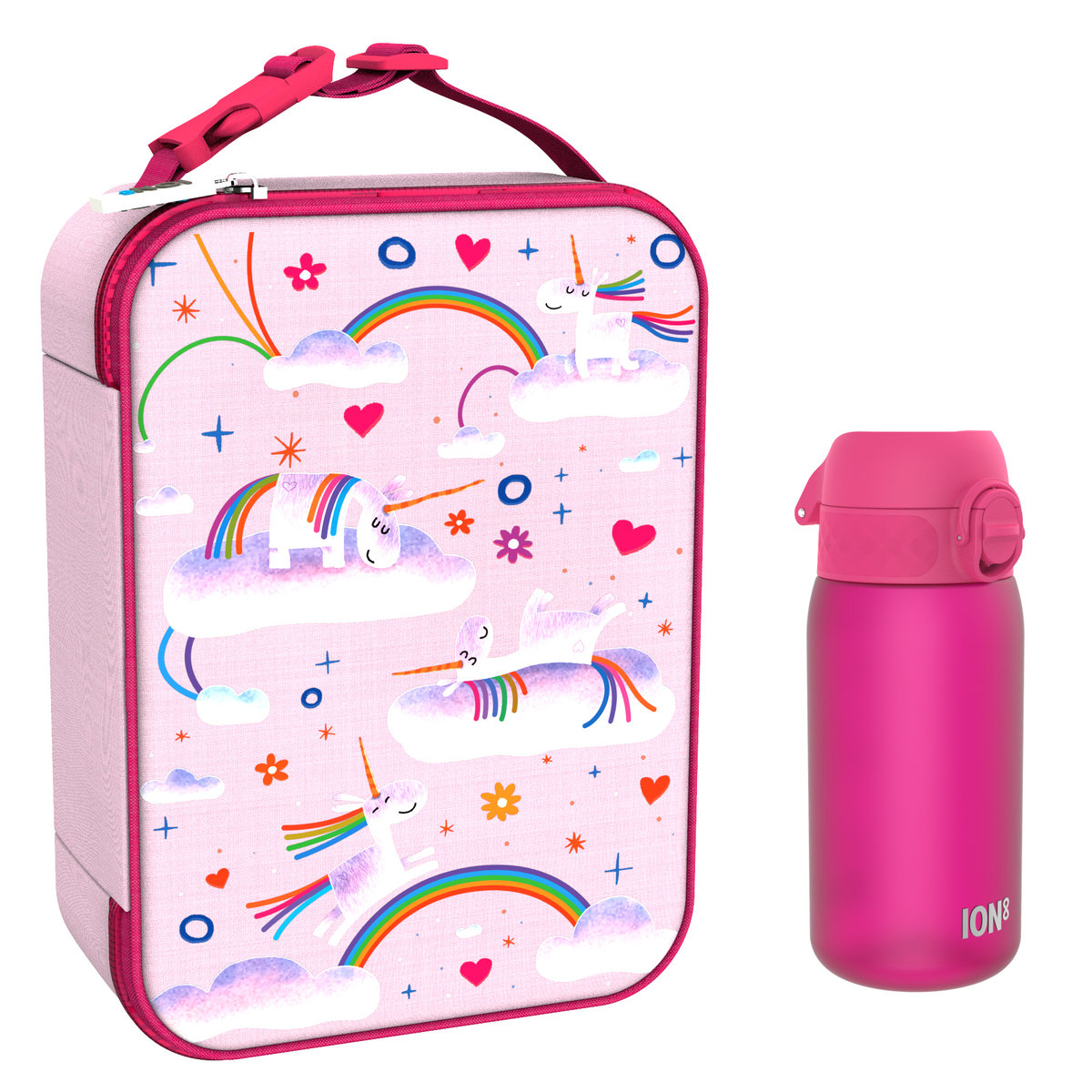 Zestaw Śniadaniowy Do Przedszkola Ion8 Unicorn Rainbows 10: Lunchbag I8Lbpunirain I Butelka Ion8 I8Rf350Pin