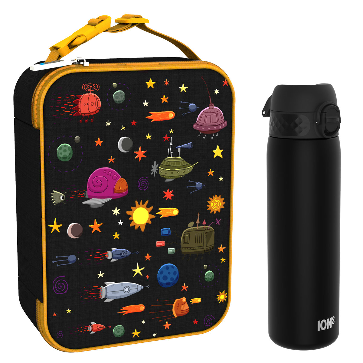 Zestaw Śniadaniowy Do Przedszkola Ion8 Space 9: Lunchbag I8Lbkspace I Butelka Ion8 I8Rf500Blk