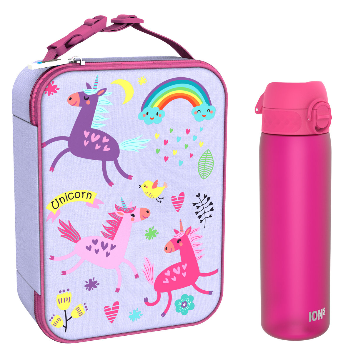 Zestaw Śniadaniowy Do Przedszkola Ion8 Unicorns 7: Lunchbag I8Lbvunic I Butelka Ion8 I8Rf500Pin