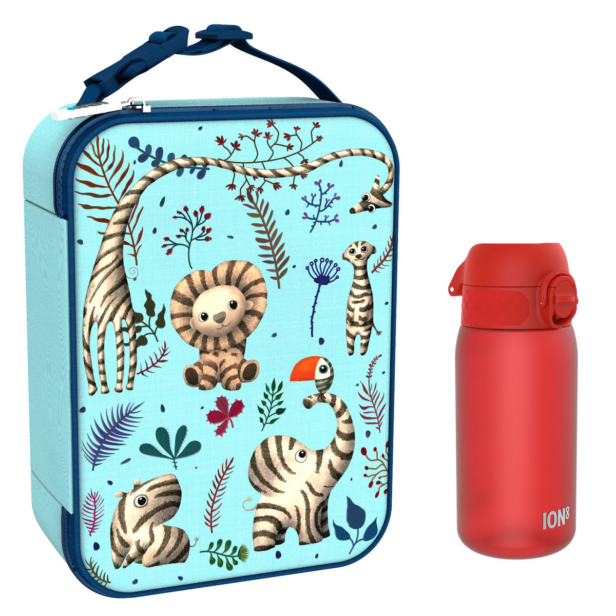 Zestaw Śniadaniowy Do Przedszkola Ion8 Zebra Fan 14: Lunchbag I8Lbbzebfan I Butelka Ion8 I8Rf350Red