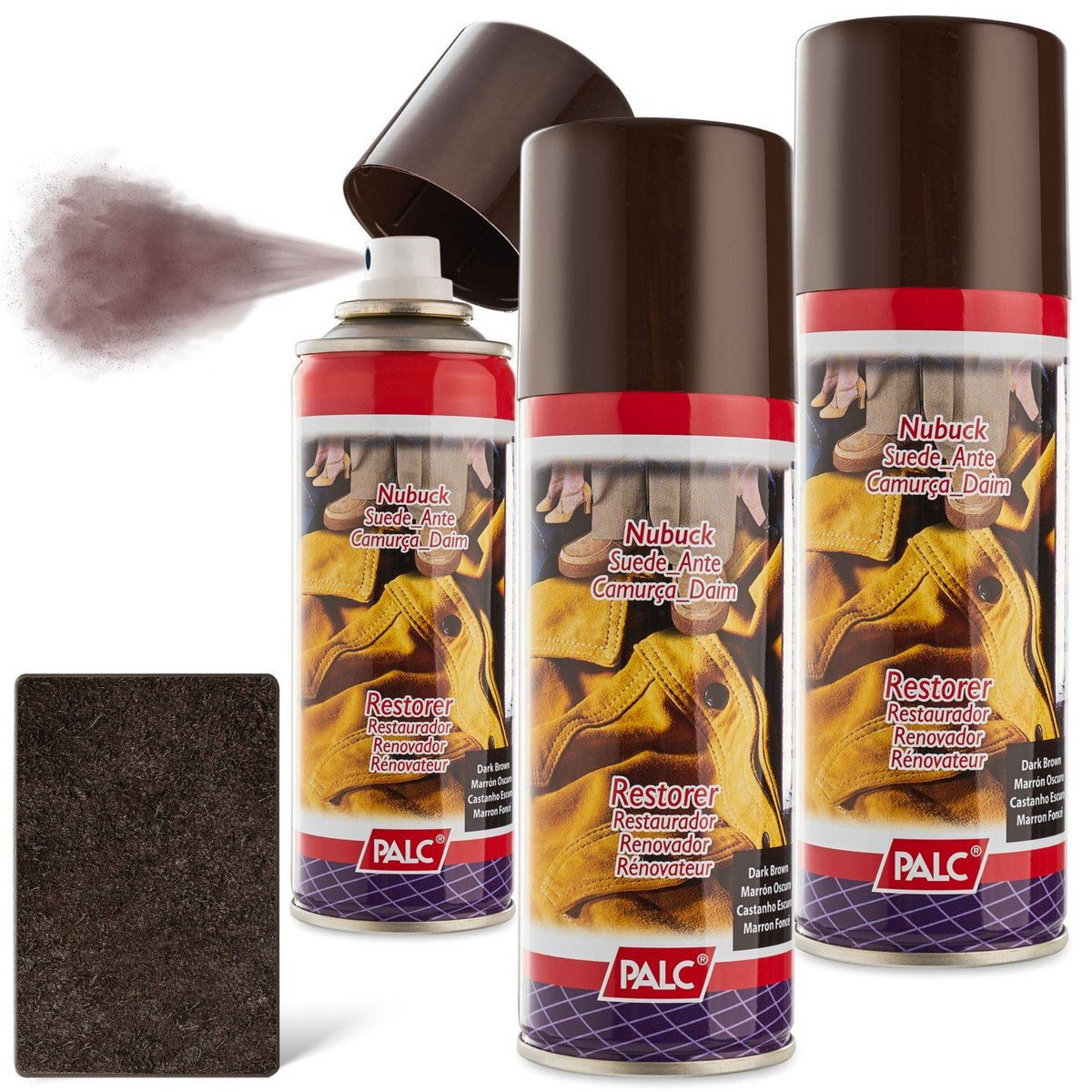 3x SPRAY DO ZAMSZU I NUBUKU PALC 200 ml CIEMNY BRĄZ