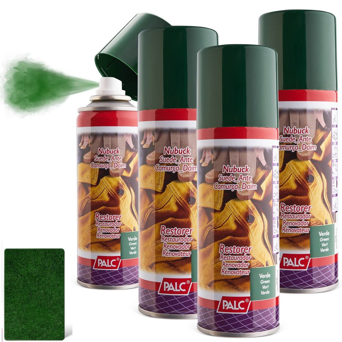 4x SPRAY DO ZAMSZU I NUBUKU PALC 200 ml ZIELONY