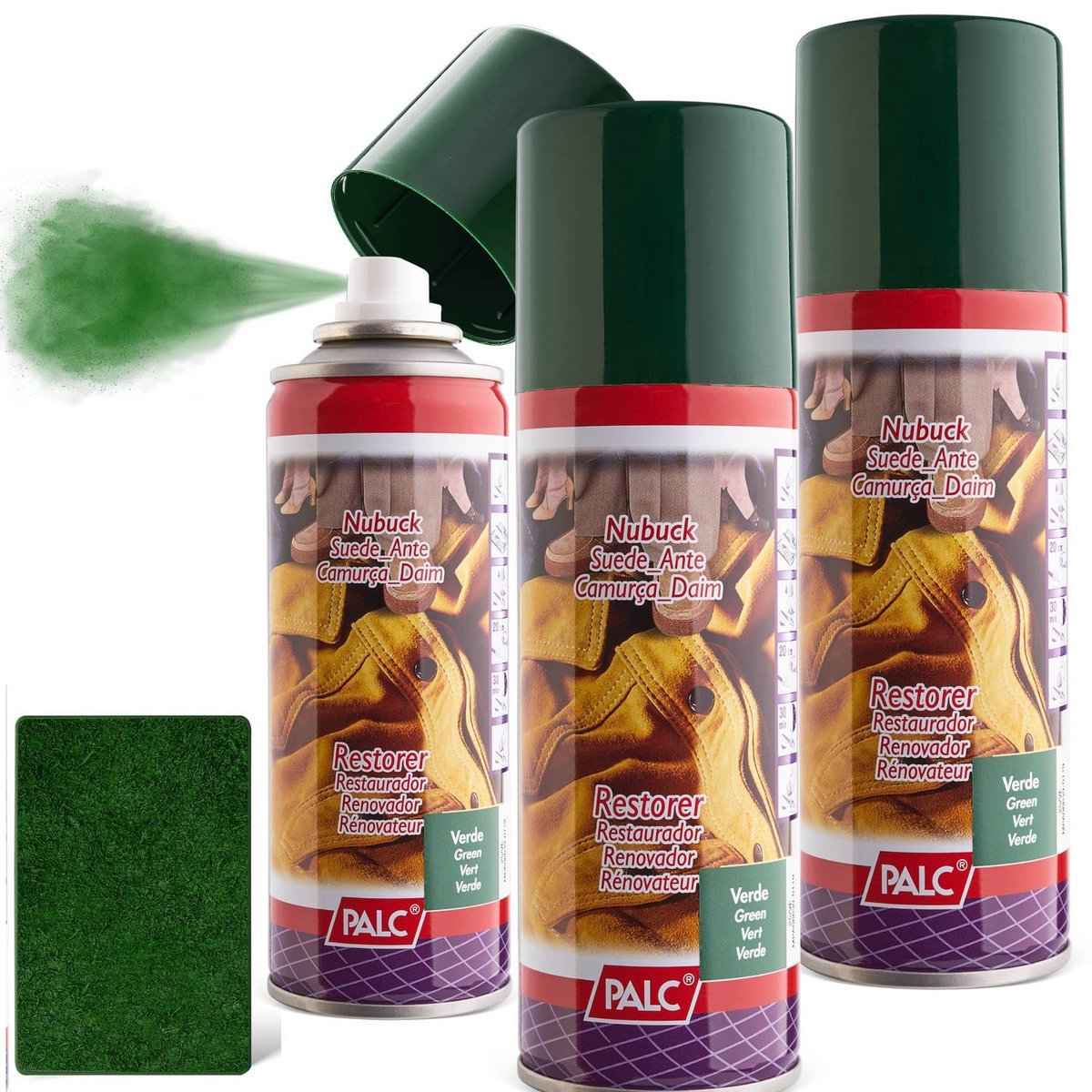 3x SPRAY DO ZAMSZU I NUBUKU PALC 200 ml ZIELONY