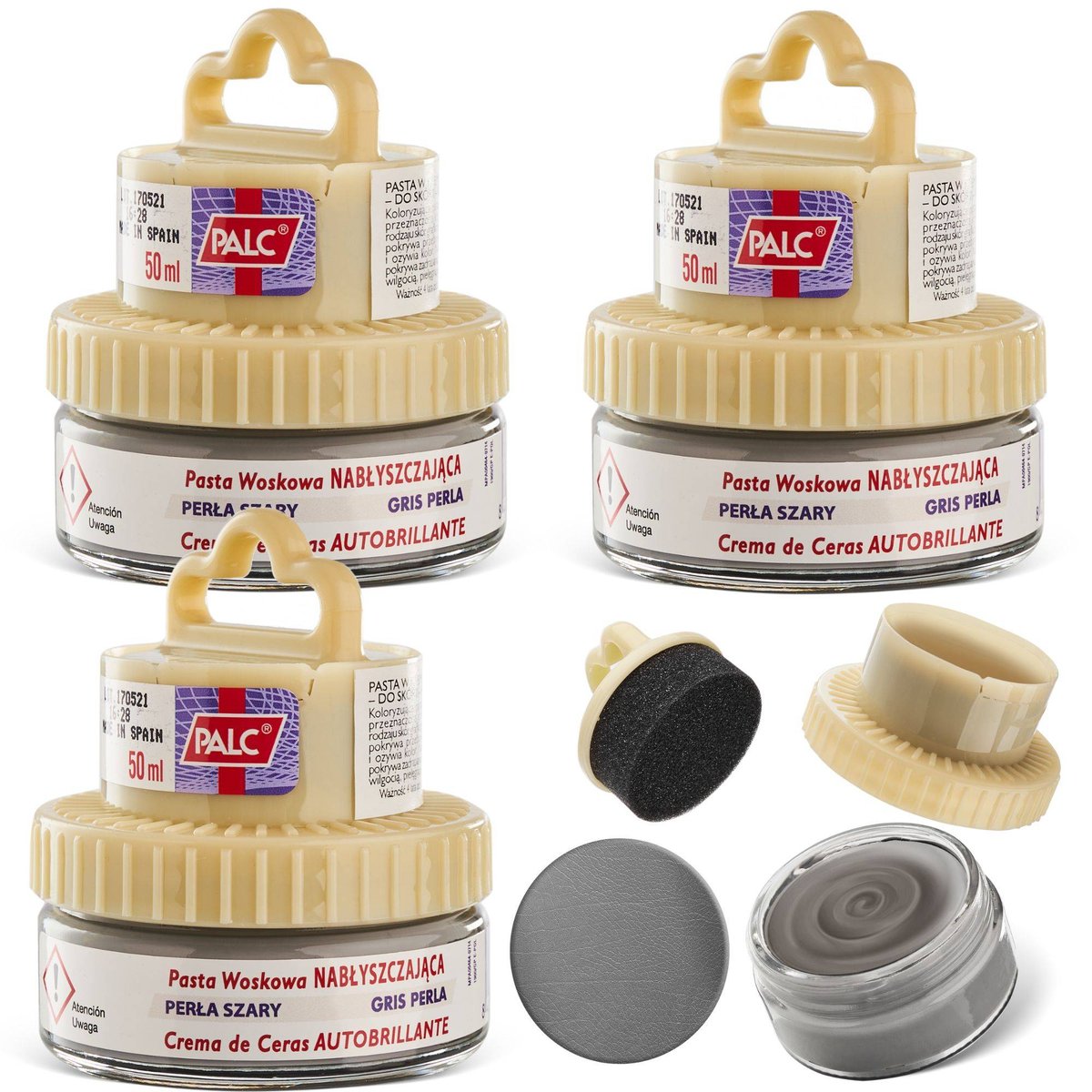 3x PALC PASTA W KREMIE 2W1 Z APLIKATOREM 50ML JASNY SZARY