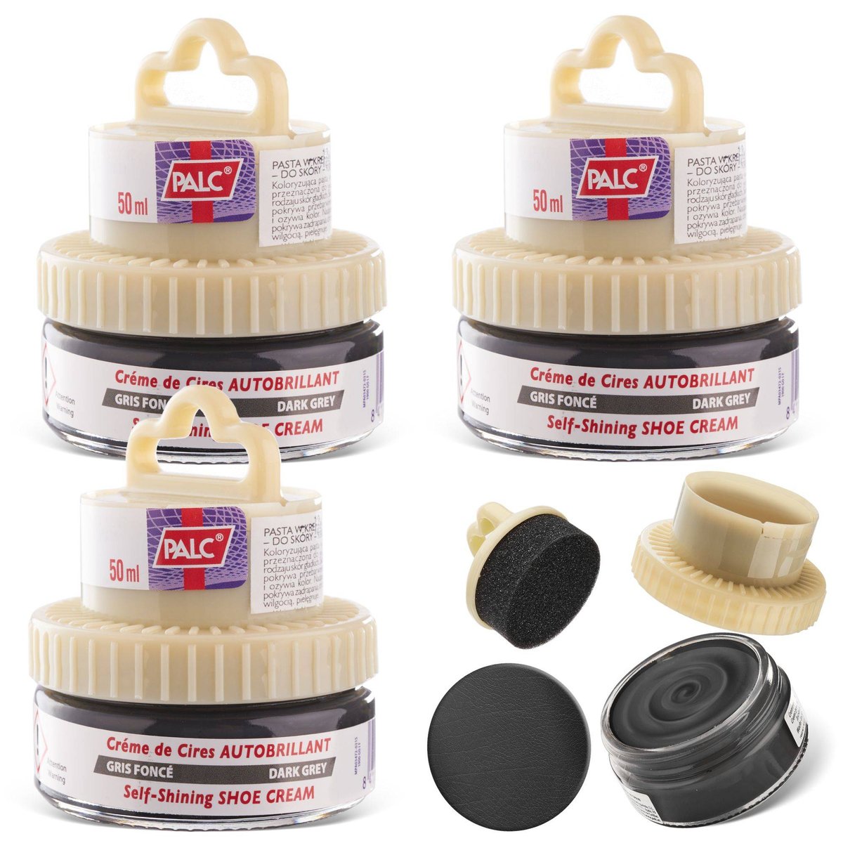 3x PALC PASTA W KREMIE 2W1 Z APLIKATOREM 50ML CIEMNY SZARY