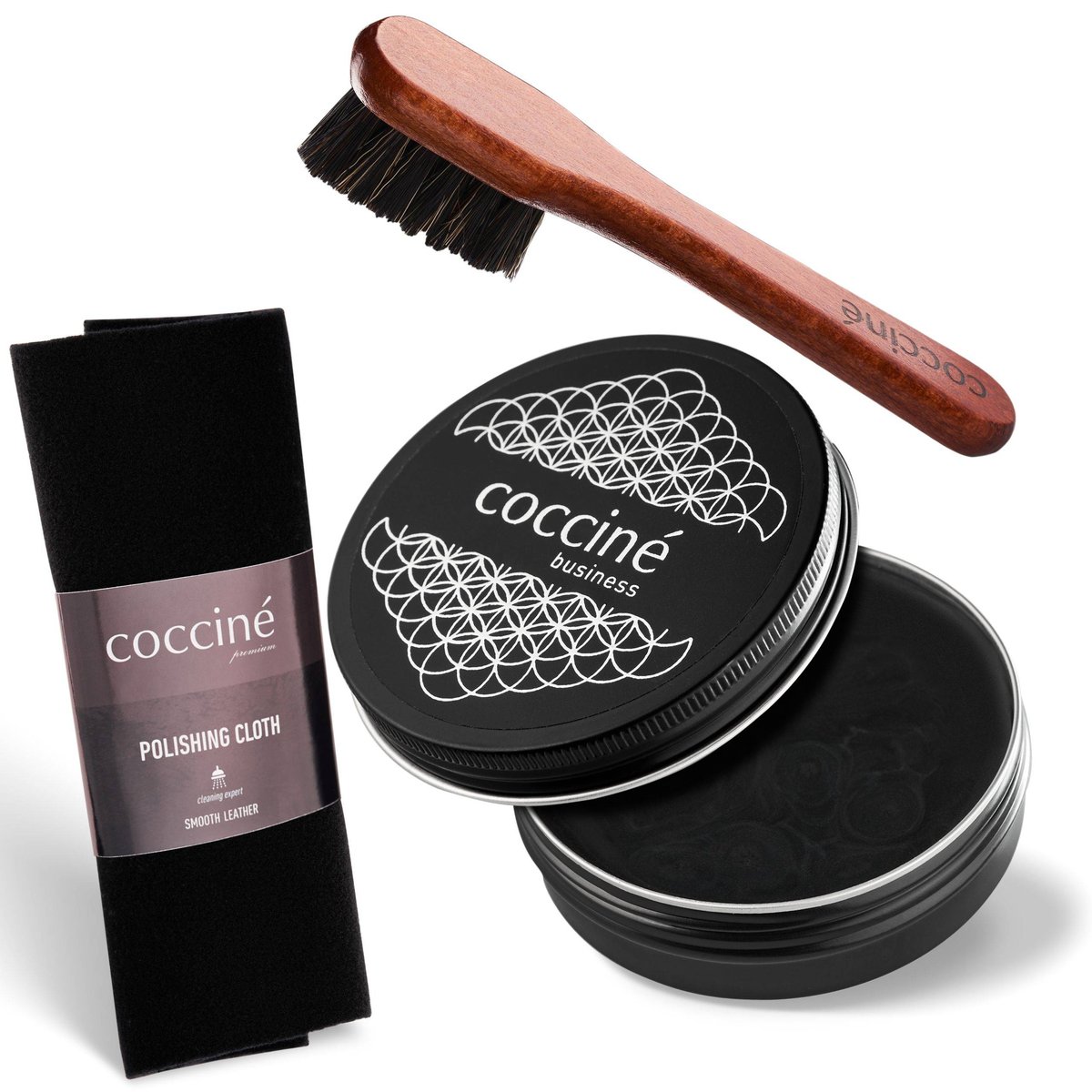 3W1 COCCINE BUSINESS SHOE WAX BLACK 100 ml + MAZAK + POLISHING