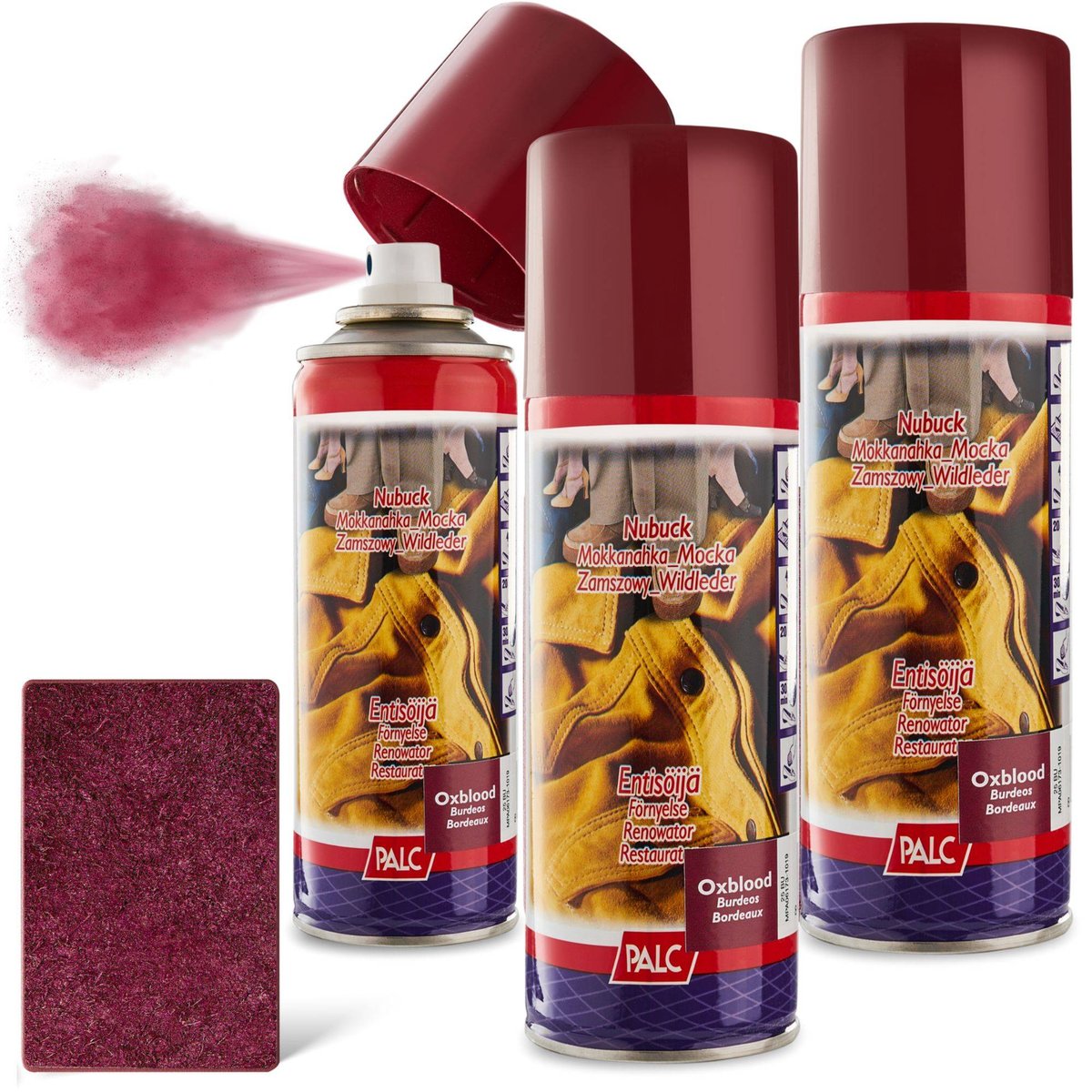 3X Spray Do Zamszu I Nubuku Palc 200 Ml Bordowy