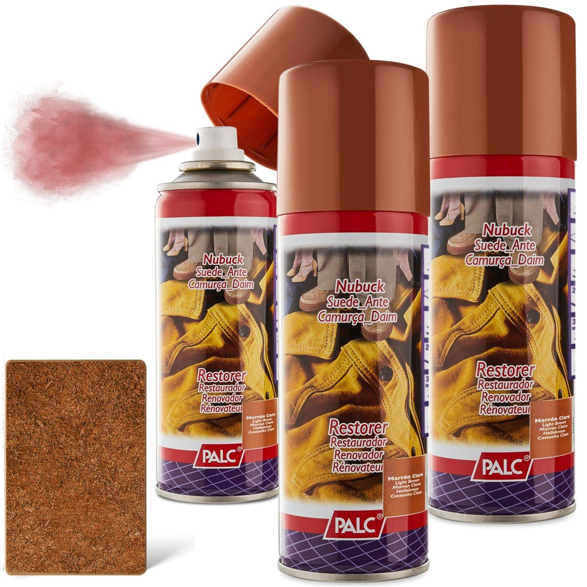 3x SPRAY DO ZAMSZU I NUBUKU PALC 200 ml JASNY BRĄZ