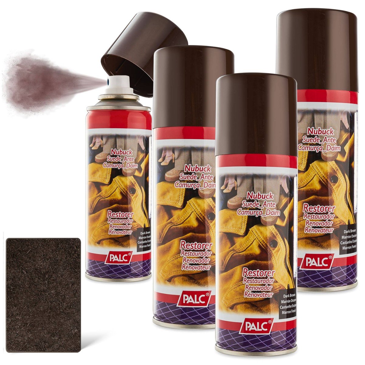 4x SPRAY DO ZAMSZU I NUBUKU PALC 200 ml CIEMNY BRĄZ