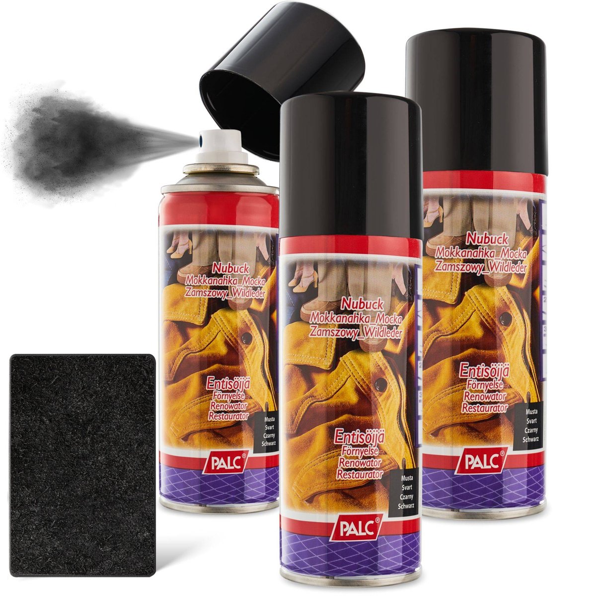 3x SPRAY DO ZAMSZU I NUBUKU PALC 200 ml CZARNY