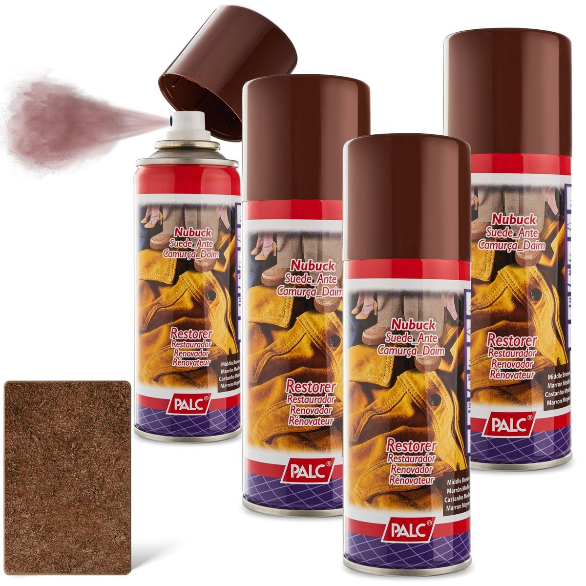 4x SPRAY DO ZAMSZU I NUBUKU PALC 200 ml BRĄZOWY