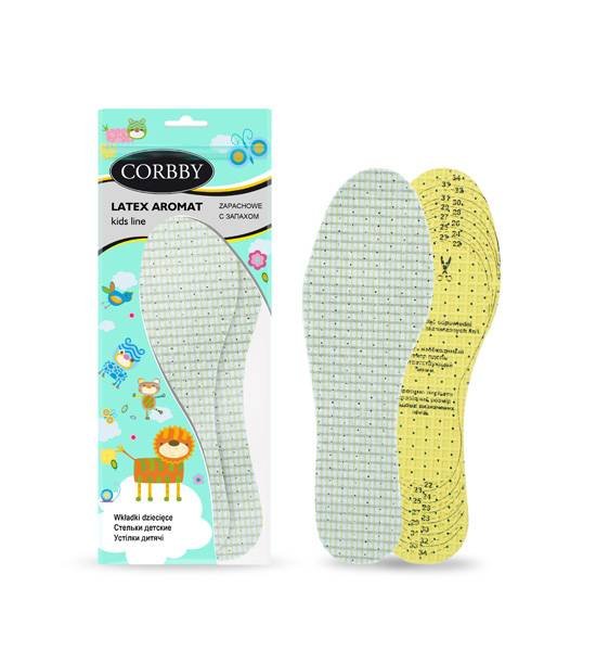 CORBBY WKŁADKI DO BUTÓW LATEX AROMAT KIDS 1212C UNIWERSALNE