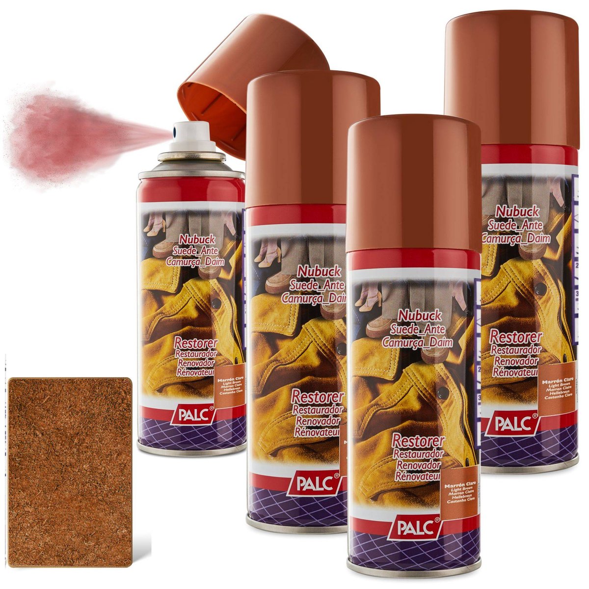 4x SPRAY DO ZAMSZU I NUBUKU PALC 200 ml JASNY BRĄZ