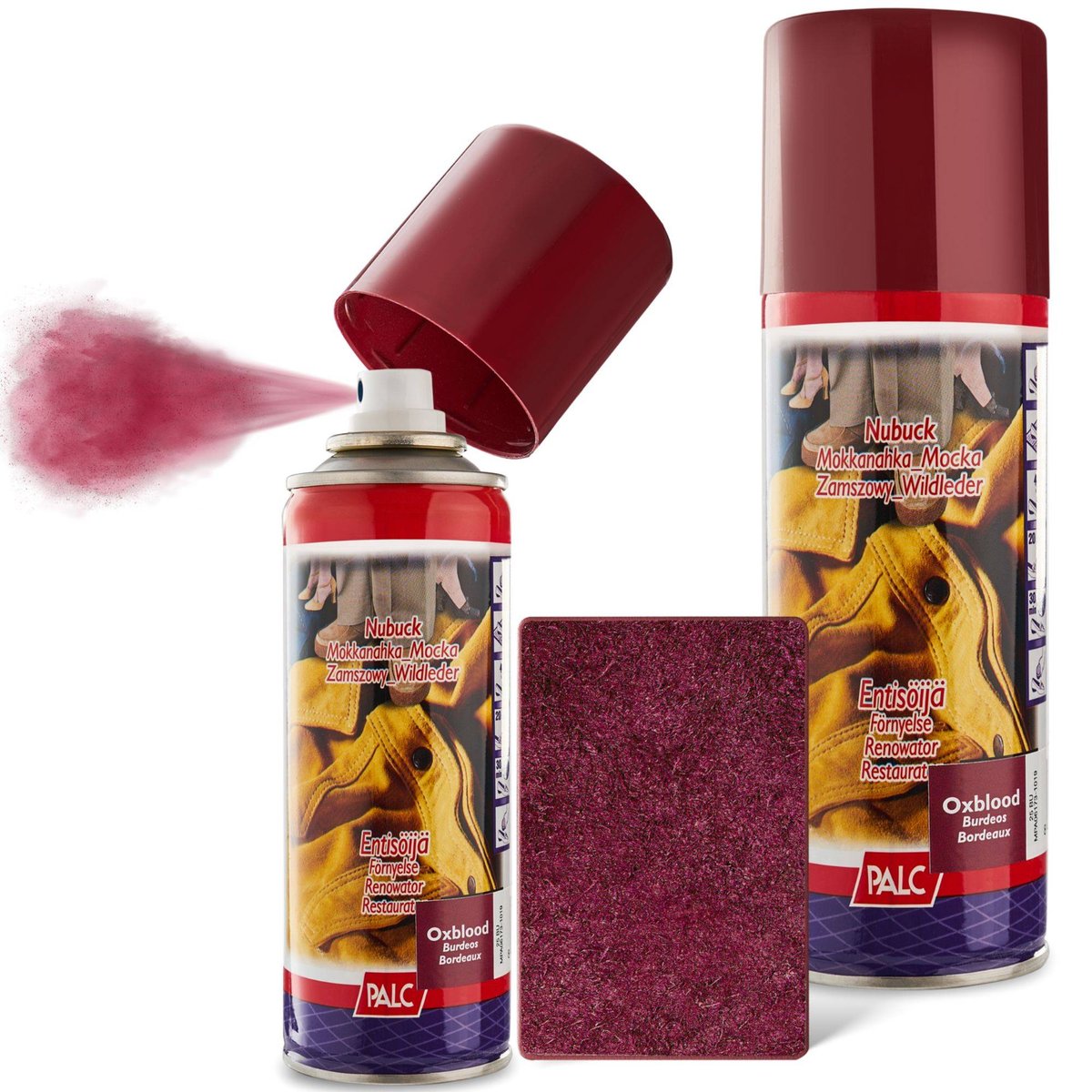 2x SPRAY DO ZAMSZU I NUBUKU PALC 200 ml BORDOWY