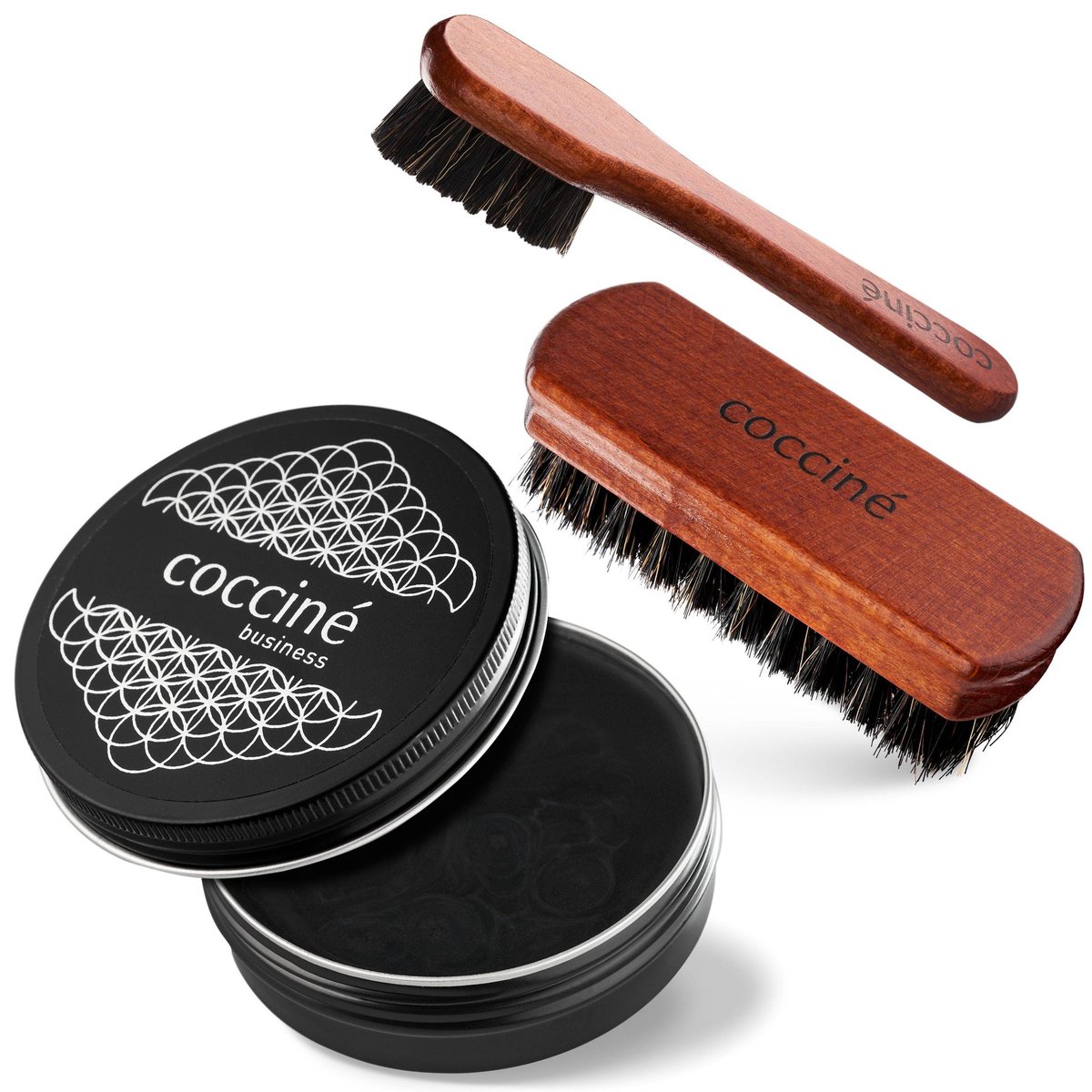 3W1 COCCINE BUSINESS SHOE WAX BLACK 100 ml + MAZAK + SZCZOTKA 12 cm