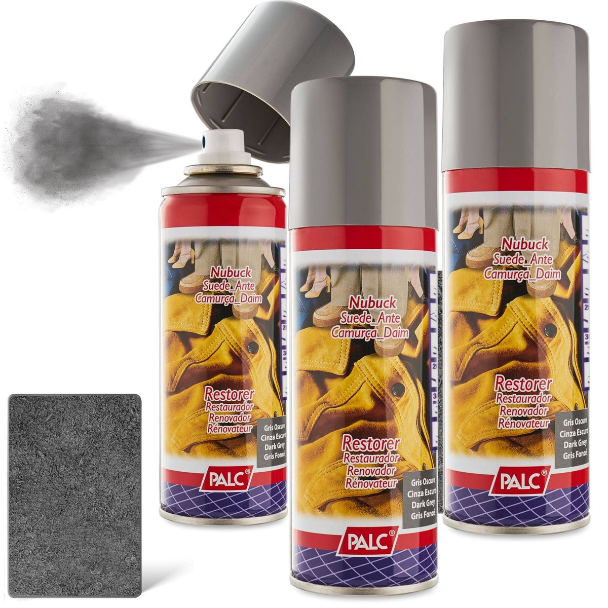 3x SPRAY DO ZAMSZU I NUBUKU PALC 200 ml CIEMNY SZARY