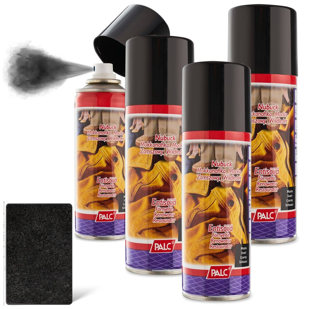 4X Spray Do Zamszu I Nubuku Palc 200 Ml Czarny