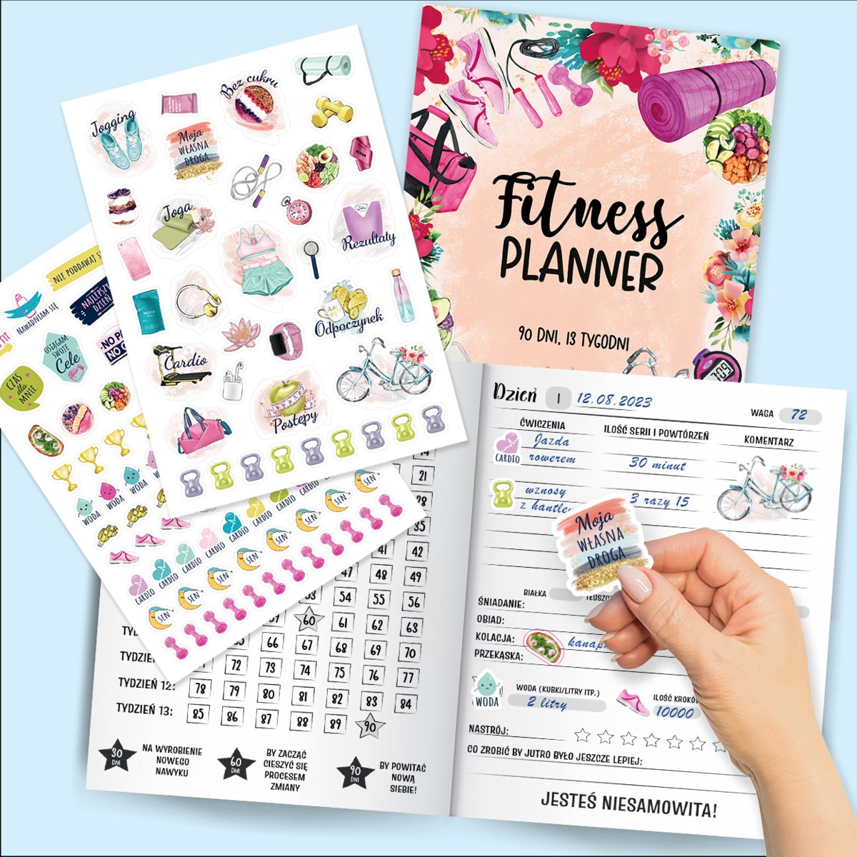 Zestaw Fit Planner z dedykowanymi naklejkami