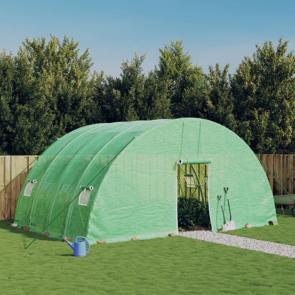 vidaXL Szklarnia ze stalową ramą, zielona, 24 m², 6x4x2,85 m