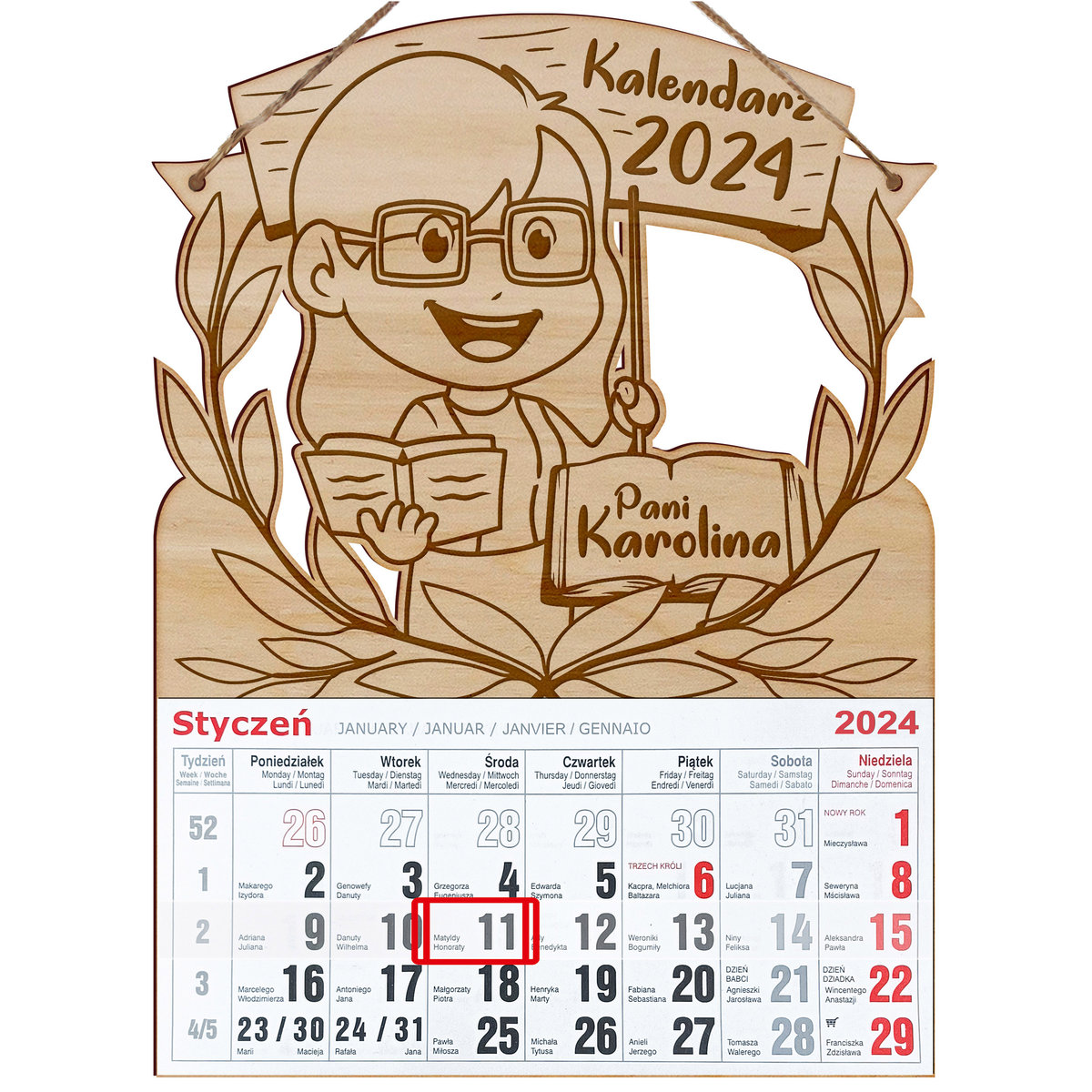 KALENDARZ 2024 DZIEŃ NAUCZYCIELA NA PREZENT DLA WYCHOWAWCY NAUCZYCIELKI