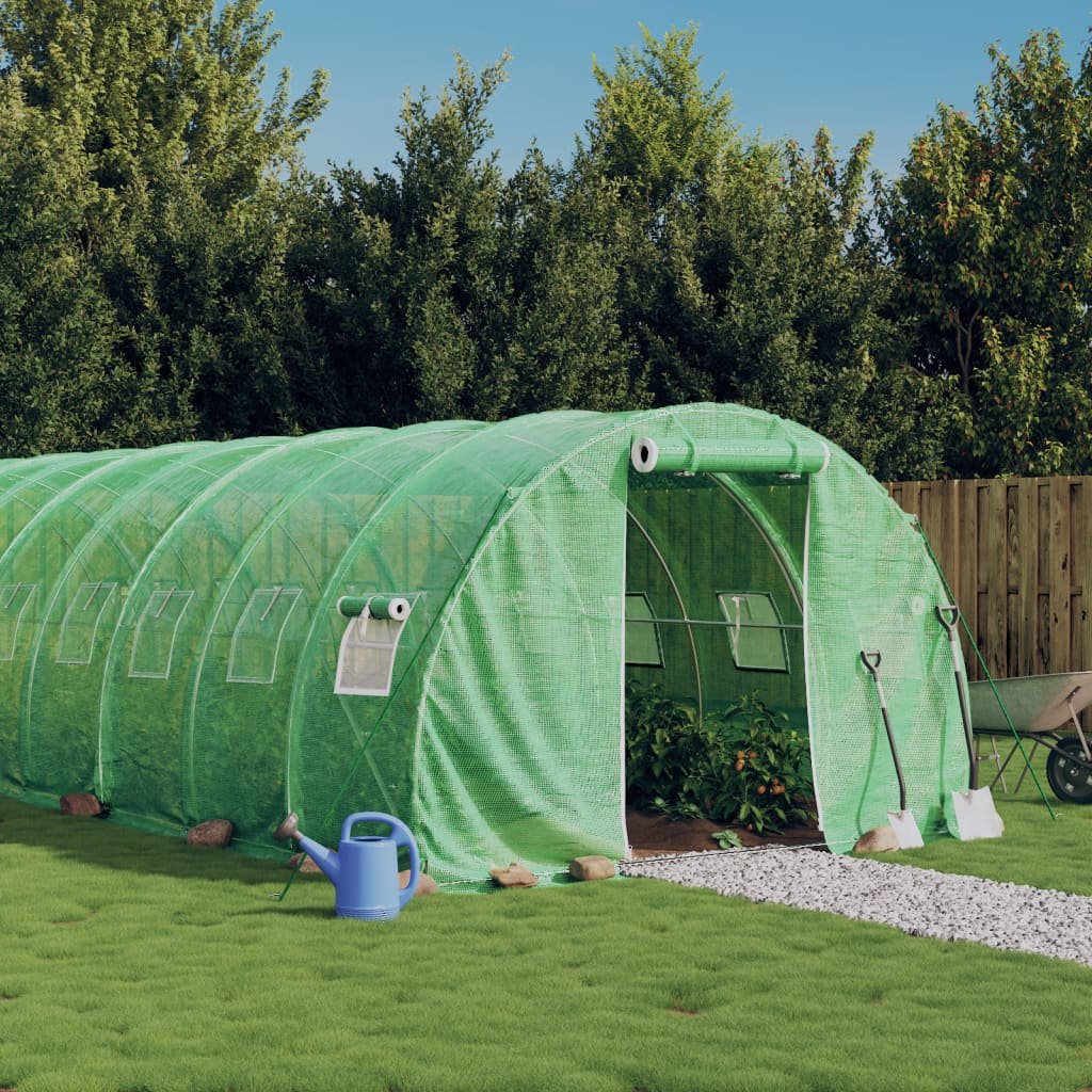 vidaXL Szklarnia ze stalową ramą, zielona, 36 m², 12x3x2 m