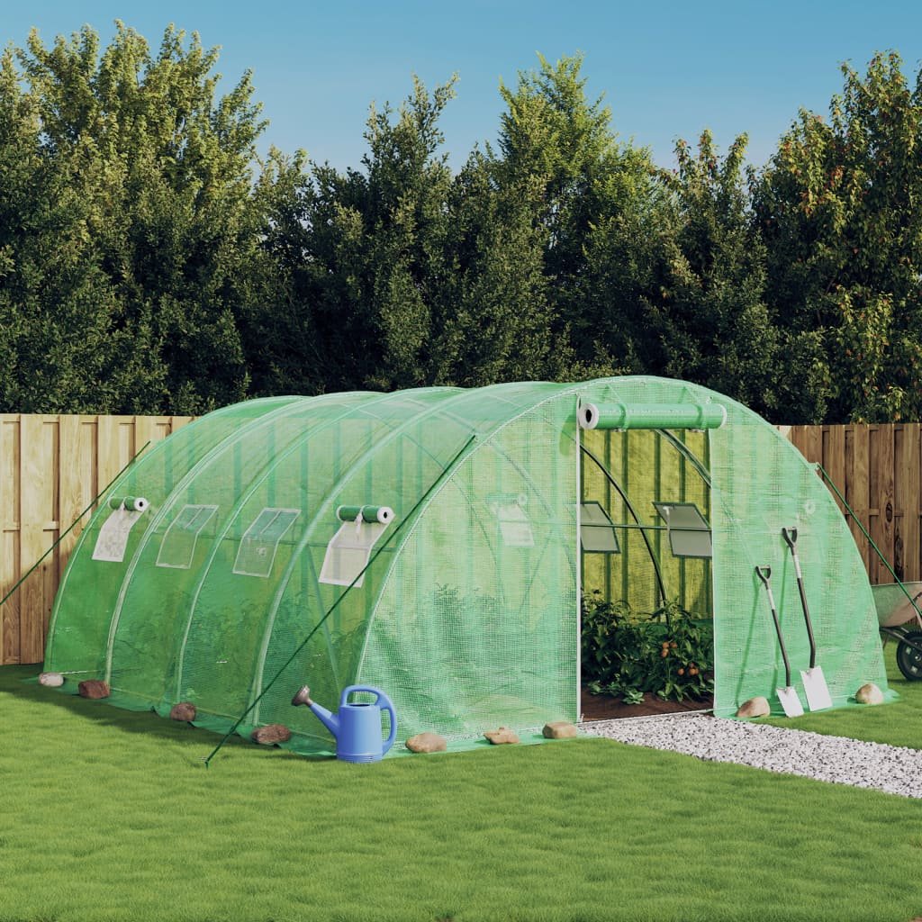 vidaXL Szklarnia ze stalową ramą, zielona, 16 m², 4x4x2 m