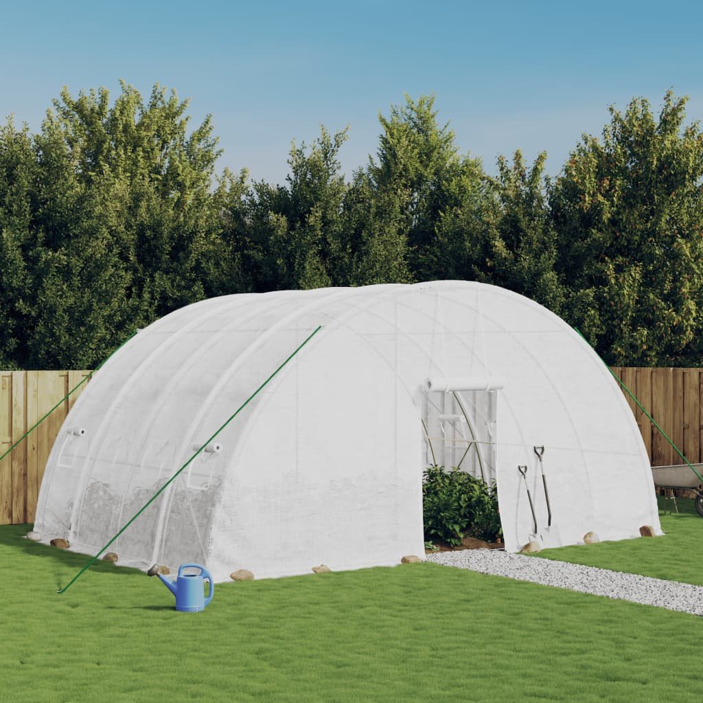 vidaXL Szklarnia ze stalową ramą, biała, 24 m², 6x4x2,85 m