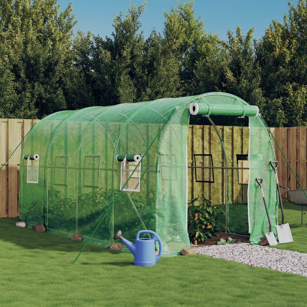 vidaXL Szklarnia ze stalową ramą, zielona, 8 m², 4x2x2 m