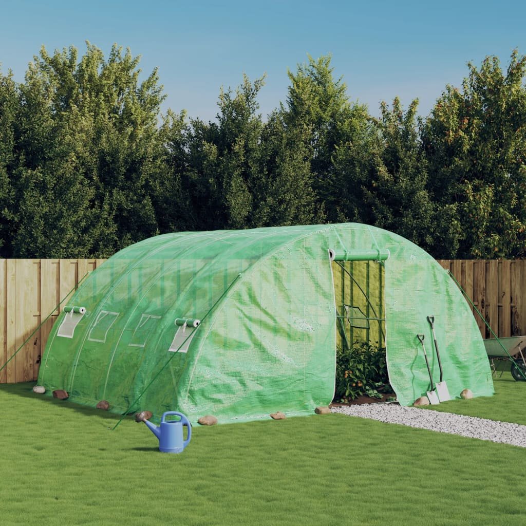 vidaXL Szklarnia ze stalową ramą, zielona, 20 m², 5x4x2,3 m
