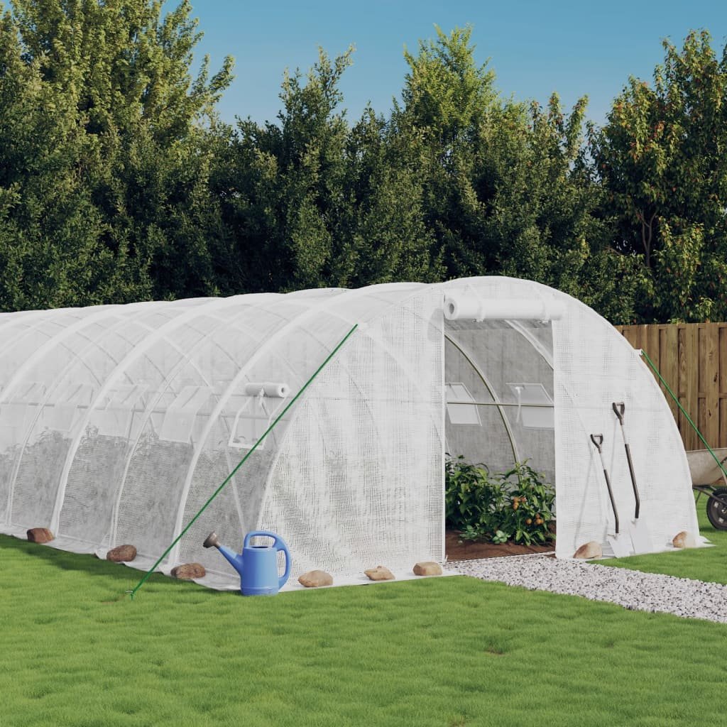 vidaXL Szklarnia ze stalową ramą, biała, 80 m², 20x4x2 m