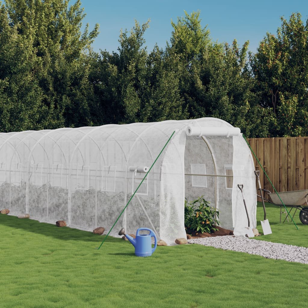 vidaXL Szklarnia ze stalową ramą, biała, 12 m² 6x2x2 m