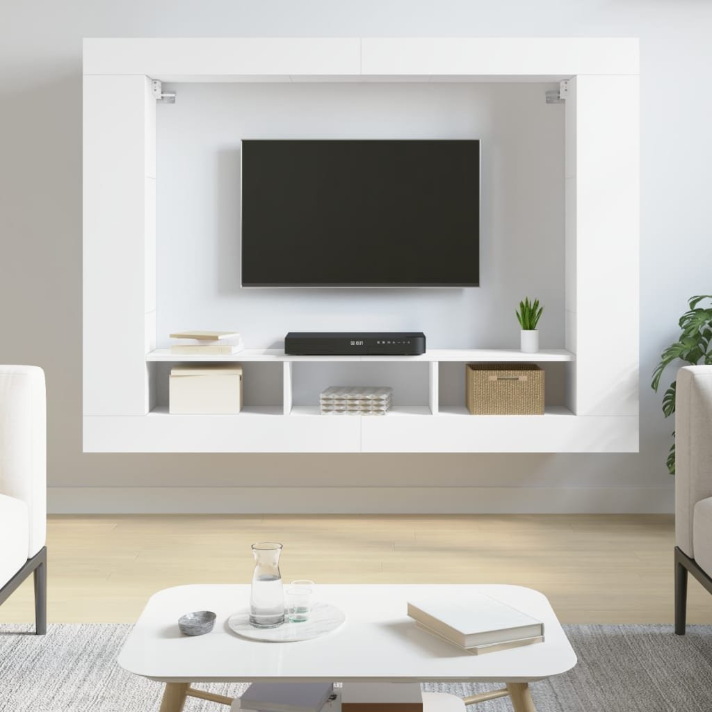 vidaXL Szafka pod TV, biała, 152x22x113 cm, materiał drewnopochodny