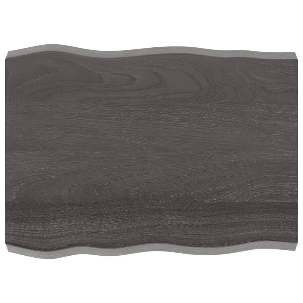 vidaXL Blat stołu, ciemnoszary, 80x60x6 cm, dąb z naturalną krawędzią