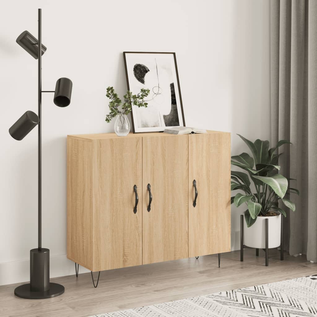 vidaXL Szafka, dąb sonoma, 90x34x80 cm, materiał drewnopochodny