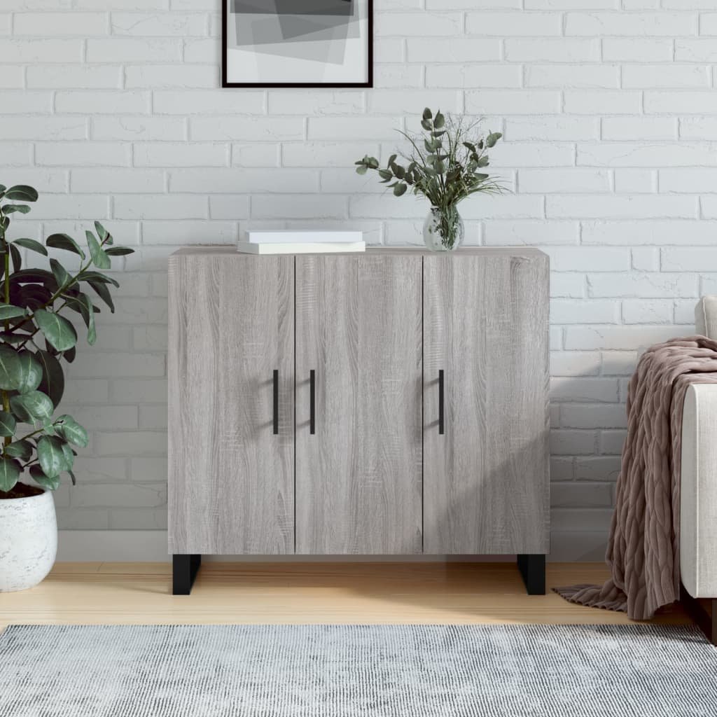 vidaXL Szafka, szary dąb sonoma, 90x34x80 cm, materiał drewnopochodny