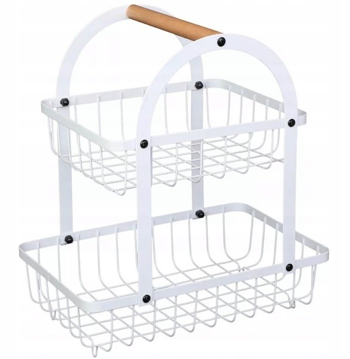 DWUPIĘTROWY KOSZ KOSZYK NA OWOCE WARZYWA BIAŁY