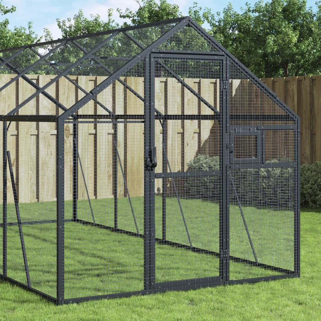 vidaXL Woliera, antracytowa, 1,79x10x1,85 m, aluminium