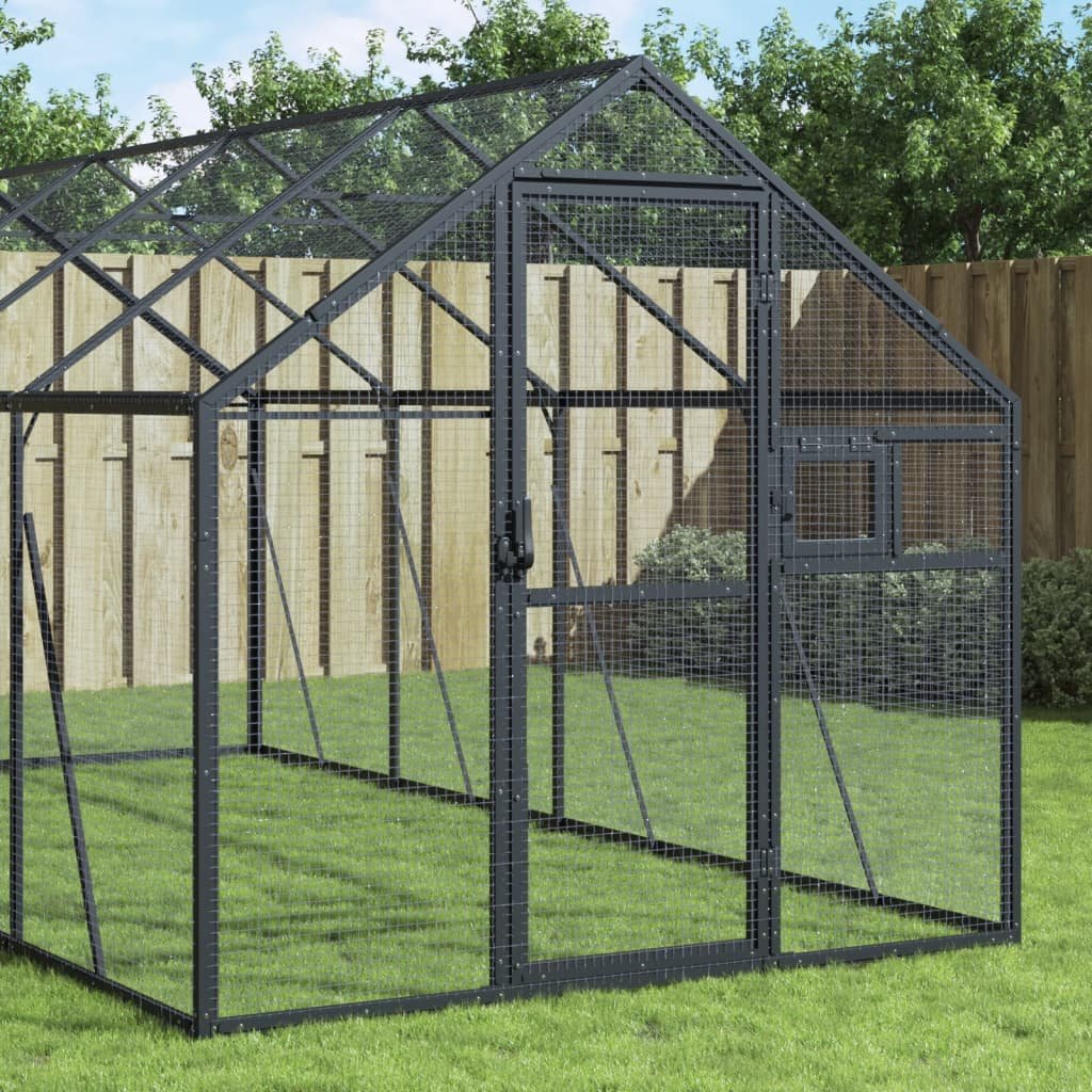 vidaXL Woliera, antracytowa, 1,79x4x1,85 m, aluminium