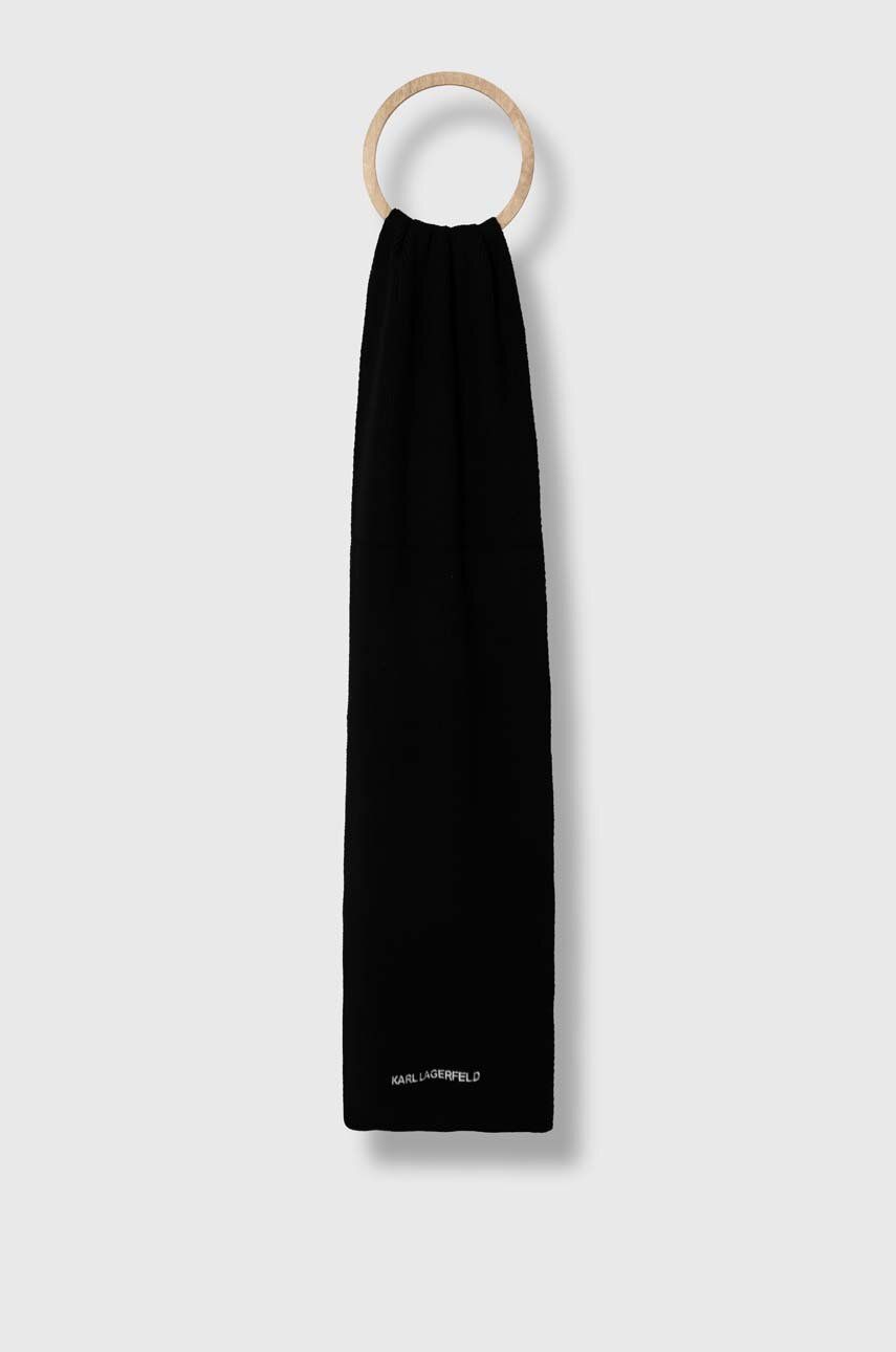 Karl Lagerfeld szalik z domieszką wełny kolor czarny melanżowy