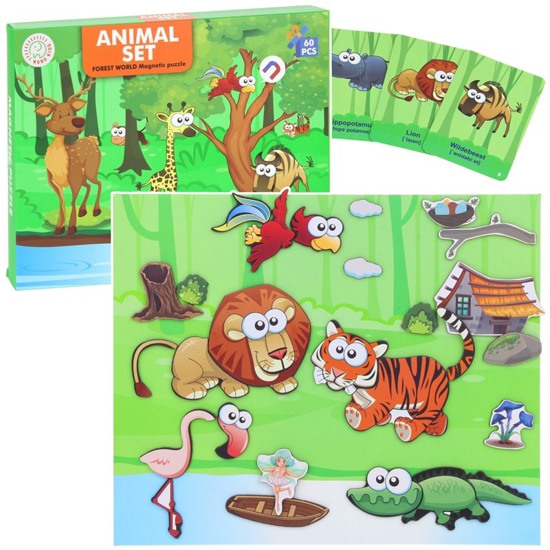 Nobo Kids, Układanka Puzzle Tablica Magnetyczna Safari Zwierz