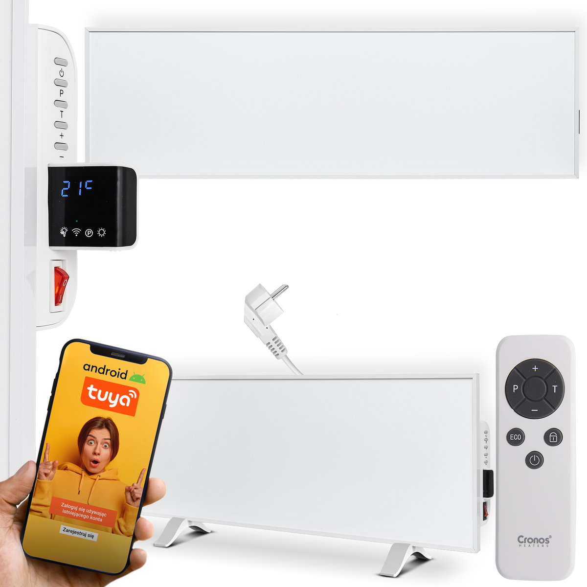 Panel grzewczy IR CRONOS Promiennik podczerwieni Synthelith PRO CRP-330TWP White