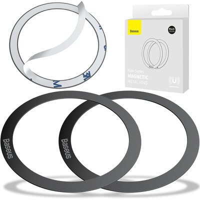 Baseus Halo Series magnetyczny pierścień (2 szt./opakowanie) czarny PCCH000001