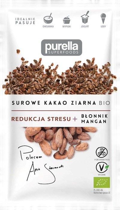 Purella Surowe kruszone ziarna kakao 21 g Bio