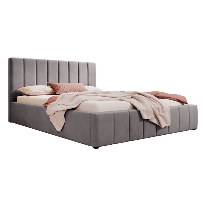 Łóżko 160x200 z pojemnikiem SFG0116 / szary welur #54