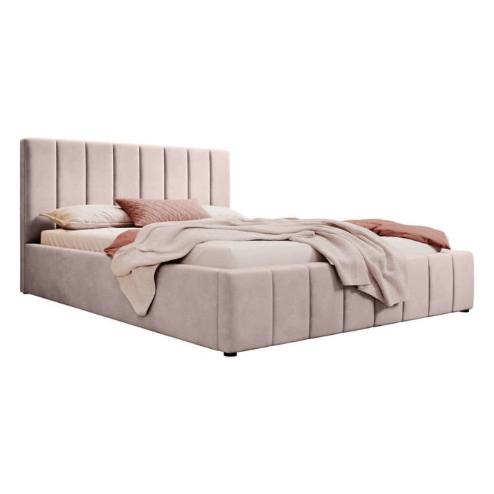 Łóżko 140x200 z pojemnikiem SFG0116 / beżowy welur #03